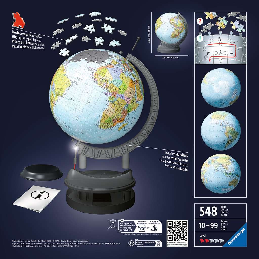 3D puzzel Aarde met licht - Afbeelding 2
